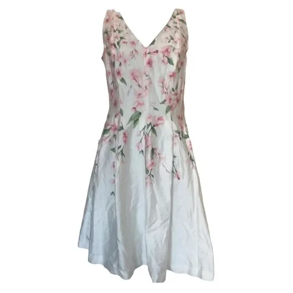 Ralph Lauren, Women's Fit & Flare Mini Dress, Pink White Floral, Size 12, NWT - Picture 9 of 9
